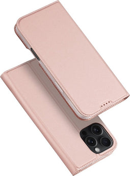 Dux Ducis Geschikt voor iPhone 16 Pro hoesje - Slim bookcase - Roze