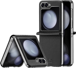 Dux Ducis Geschikt voor Samsung Galaxy Z Flip6 Leren hoes - backcover - Zwart