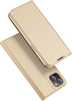 Dux Ducis - Slim bookcase hoes - Geschikt voor iPhone 14+ / 14 Plus - Goud