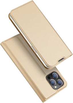 Dux Ducis - Slim bookcase hoes - Geschikt voor iPhone 14 Pro - Goud