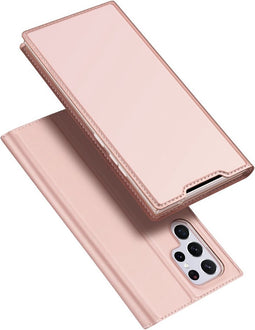 Dux Ducis - Slim bookcase hoes - Geschikt voor Samsung Galaxy S22 Ultra - Rose Goud