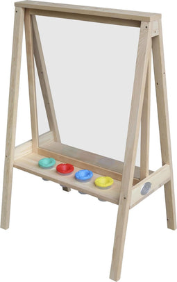 AXI Eric schildersezel van hout in Naturel Bruin - Schildertafel kind voor binnen & buiten met doek van plexiglas & 4 verfpotjes - 50x70x105cm