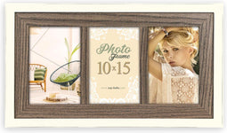ZEP - Triple Houten Fotolijst Arlon bruin voor 3 foto's 10x15 (afmeting 38 x 22 cm) - NQ33B