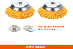 Kibani nylon onkruidborstel 20cm per 2 - onkruidborstel bosmaaier - voegenborstel - staalborstel - onkruidverwijderaar - grastrimmer nylon - universele nylon onkruidborstel