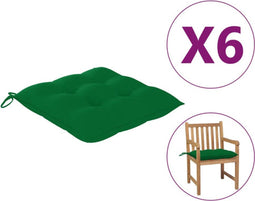 vidaXL - Stoelkussens - 6 - st - 50x50x7 - cm - oxford - stof - groen