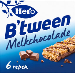 Tussendoortje Hero B'tween melkchocolade 6pack reep 25gr