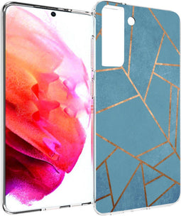 imoshion Hoesje Geschikt voor Samsung Galaxy S21 FE Hoesje Siliconen - imoshion Design hoesje - Blauw / Meerkleurig / Goud / Blue Graphic