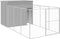 vidaXL - Hondenhok - met - ren - 214x457x181 - cm - staal - lichtgrijs