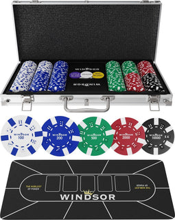 Windsor Pokerset - 300 Chips - Aluminium Koffer - Inclusief Pokermat
