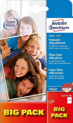 Avery Zweckform Classic Inkjet, 10x15cm, 180g Glans Wit pak fotopapier