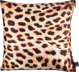PTMD Nia Vierkant Kussen Panter - 45 x 10 x 45 cm - Velvet - Bruin