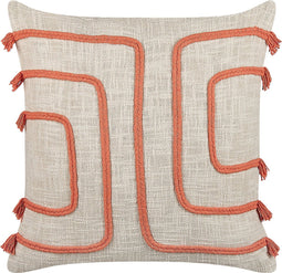 PLEIONE - Sierkussen - Beige/Koraal - 45 x 45 cm - Katoen