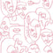Noordwand Behang Friends & Coffee Line Art Faces wit en roze