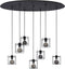 Atmooz - Hanglamp Noury 7 - ovaal - Industrieel - Woonkamer / Slaapkamer / Eetkamer - Plafondlamp - Zwart - Hoogte 120cm - Metaal