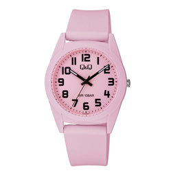 Q&Q V13A-006VY - Horloge - Polshorloge - Analoog - Unisex - Plastic band - Rond - Kunststof - Cijfers - Roze