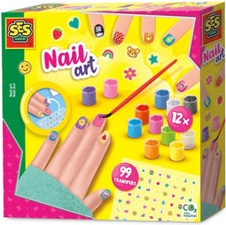 SES - Nail art - nagels lakken - 12 kleuren nagellak - 99 nagelstickers - inclusief penseel en sponsje - knutselen meisjes