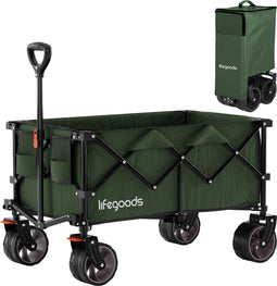 LifeGoods Bolderkar XL - Opvouwbaar - 100KG - 200L - All-Terrain wielen - Groen