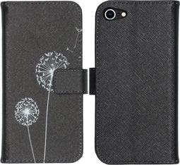 iMoshion Hoesje Geschikt voor iPhone 7 / 8 / SE (2020) / SE (2022) Hoesje Met Pasjeshouder - iMoshion Design Softcase Bookcase - Wit / Zwart / Dandelion