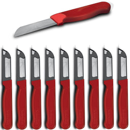 Solingen Schilmesje - RVS Glad - Robuust Handvat - Rood (10 stuks)