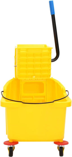 Dweilemmer met wringer en wielen 36 L polypropeen geel