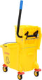 Dweilemmer met wringer en wielen 36 L polypropeen geel