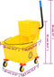Dweilemmer met wringer en wielen 36 L polypropeen geel