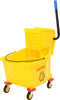 Dweilemmer met wringer en wielen 36 L polypropeen geel