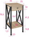 tectake® Bijzettafel Dayton - Bijzettafel met lade en 2 planken - Industrieel design - Lichtbruin - Afmeting (LxBxH) 35 x 35 x 70,5 cm