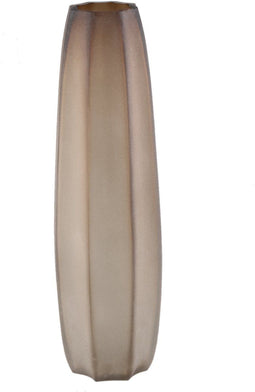 PTMD Levente Sand Carved Glass Round Vase Ribbed High