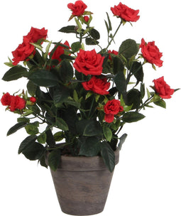 Mica Decorations Rozenstruik Kunstplant in Bloempot Stan - H33 x Ø25 cm - Rood