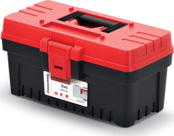 Prosperplast K371955 - Gereedschapskoffer - 36x18,6x19,3cm - Ergonomische Handgreep - Zwart-Rood