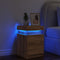 vidaXL - Nachtkastje - met - LED - 35x39x55 - cm - bewerkt - hout - artisanaal - eiken