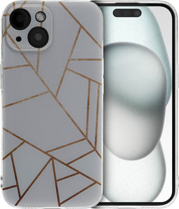 iMoshion Hoesje Geschikt voor iPhone 15 Hoesje Siliconen - iMoshion Design hoesje - Meerkleurig / White Graphic