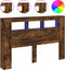 Hoofdeinde met LED 160x18,5x103,5 cm bewerkt hout gerookt eiken