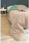 Bedrukt Dekbed Hoesloos Wasbaar Zonder Overtrek Eenpersoons - Zelesta® Easybed - Lichtgrijs & Zeegroen 140x200cm