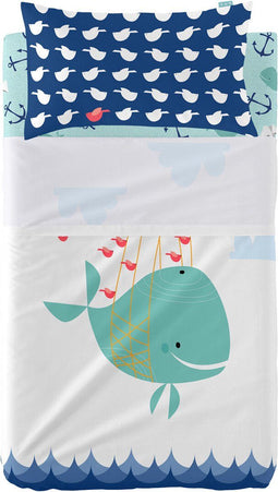 Set beddengoed HappyFriday Moshi Moshi Whale Multicolour Wieg voor baby's 2 Onderdelen