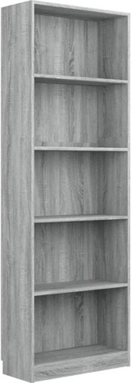 vidaXL - Boekenkast - 60x24x175 - cm - bewerkt - hout - grijs - sonoma - eikenkleurig
