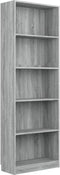 vidaXL - Boekenkast - 60x24x175 - cm - bewerkt - hout - grijs - sonoma - eikenkleurig