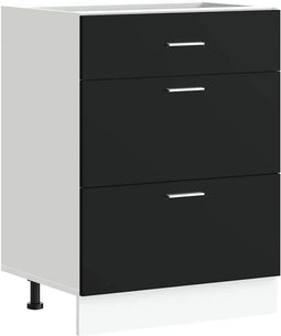 vidaXL - Keuken - onderkast - Lyon - bewerkt - hout - zwart