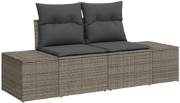 vidaXL - 2-Zits - Ligbed - met - Opslag - & - Kussens - Grijs - Poly - Rattan