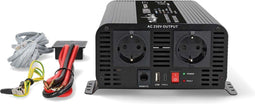 Nedis Omvormer Zuivere Sinusgolf - 24V naar 230V - 1000 W - Piekvermogen: 2000 W - Screw Terminal - Type F (CEE 7/3) / USB-A / USB-C - Pure Sinusgolf - Zekering - Zwart