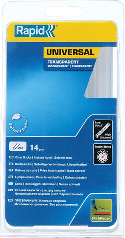 Rapid 40107362 - Lijmpatronen Universeel - 12mm - 14 Stuks (250 Gram)