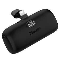 iSetchi Mini Powerbank 5000 mAh - Compact - Geïntegreerde Lightning-kabel