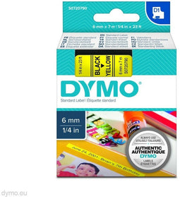 DYMO D1 - Labeltape 6mm x 7m - Thermisch afdrukproces - zwart-geel