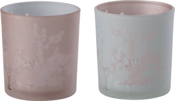 J-Line Theelichthouder Sakura Glas Roze Small Assortiment Van 2