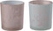 J-Line Theelichthouder Sakura Glas Roze Small Assortiment Van 2