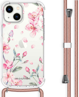 iMoshion Hoesje Geschikt voor iPhone 14 Hoesje Met Koord - iMoshion Design Hoesje met Koord - Roze / Blossom Watercolor