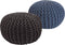 SVJ Poefs Rond - 55 x 55 x 37 cm - Katoen - Grijs/Blauw - Set van 2