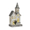 Decoratieve figuren Kerstmis Purpurine LED Licht Huis 22 x 45 x 11 cm Grijs Hout Wit