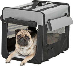 Flamingo Smart Top Plus - Transportkooi Honden - Ventilatiegaas - Zwart/grijs 109cm